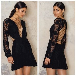 For love and lemons Jolene Lace Up Dress in Black